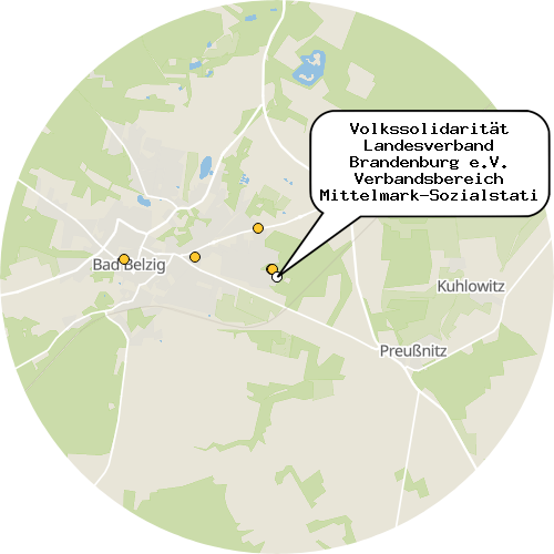 Kartenausschnitt für die Firma Volkssolidarität Landesverband Brandenburg e.V. Verbandsbereich Mittelmark-Sozialstation Bad Belzig