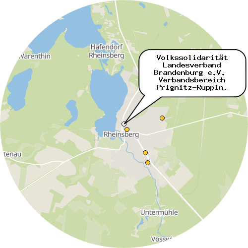 Kartenausschnitt für die Firma Volkssolidarität Landesverband Brandenburg e.V.  Verbandsbereich Prignitz-Ruppin, Sozialstation Rheinsberg