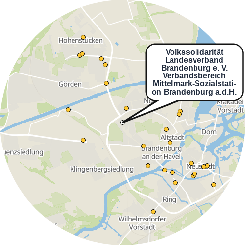 Kartenausschnitt für die Firma Volkssolidarität Landesverband Brandenburg e. V. Verbandsbereich Mittelmark-Sozialstation Brandenburg a.d.H.