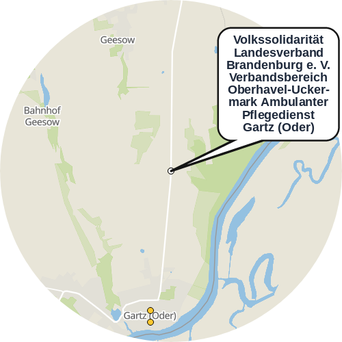 Kartenausschnitt für die Firma Volkssolidarität Landesverband Brandenburg e. V.  Verbandsbereich Oberhavel-Uckermark  Ambulanter Pflegedienst Gartz (Oder)