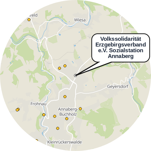 Kartenausschnitt für die Firma Volkssolidarität Erzgebirgsverband e.V. Sozialstation Annaberg