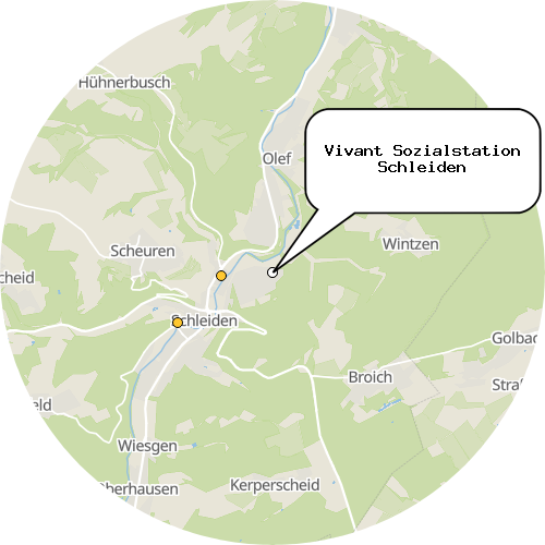 Kartenausschnitt für die Firma Vivant Sozialstation Schleiden