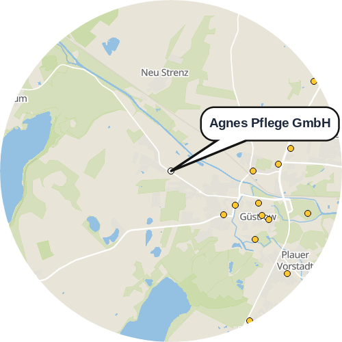 Kartenausschnitt für die Firma Agnes Pflege GmbH