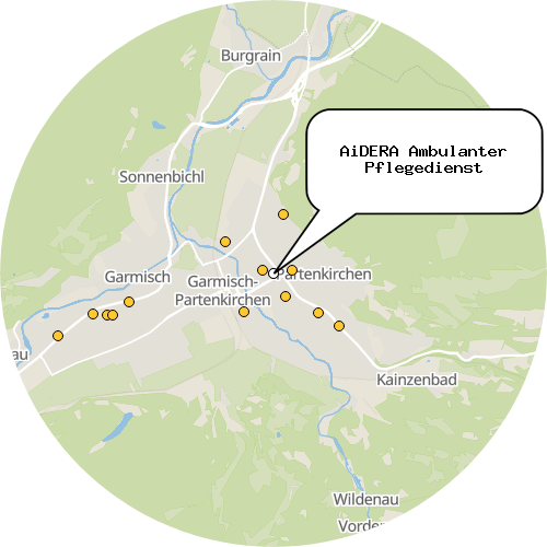Kartenausschnitt für die Firma AiDERA Ambulanter Pflegedienst
