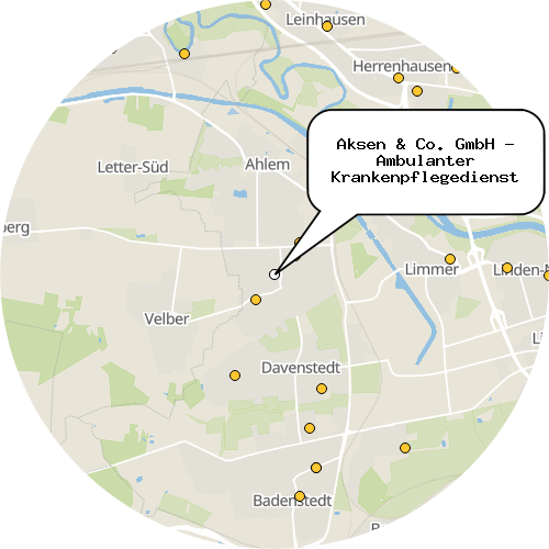 Kartenausschnitt für die Firma Aksen & Co. GmbH - Ambulanter Krankenpflegedienst