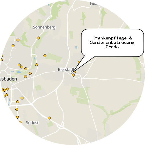 Kartenausschnitt für die Firma Krankenpflege & Seniorenbetreuung Credo