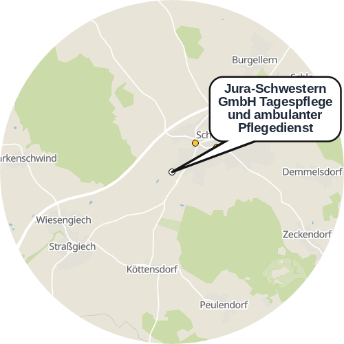 Kartenausschnitt für die Firma Jura-Schwestern GmbH Tagespflege und ambulanter Pflegedienst