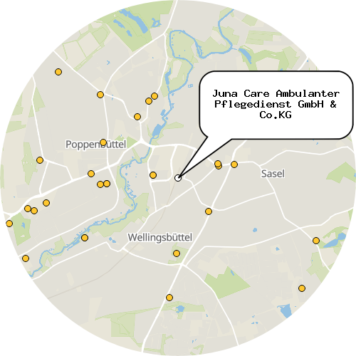 Kartenausschnitt für die Firma Juna Care Ambulanter Pflegedienst GmbH & Co.KG
