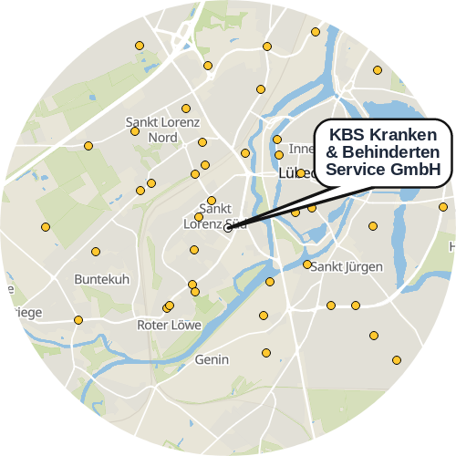 Kartenausschnitt für die Firma KBS Kranken & Behinderten Service GmbH
