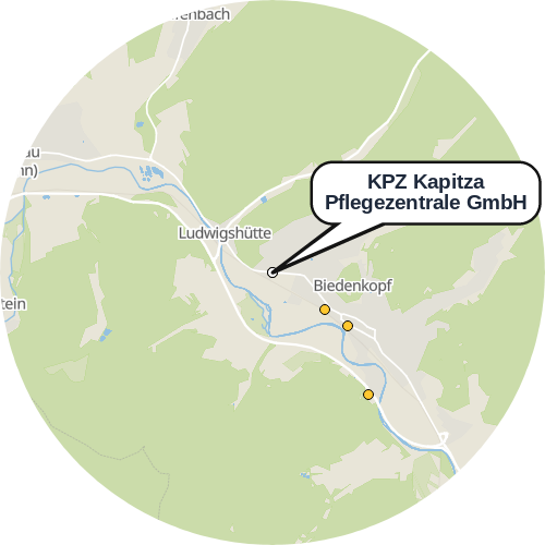 Kartenausschnitt für die Firma KPZ Kapitza Pflegezentrale GmbH