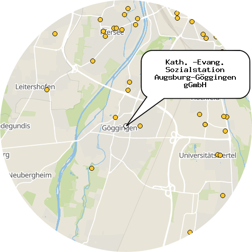 Kartenausschnitt für die Firma Kath. -Evang. Sozialstation Augsburg-Göggingen gGmbH