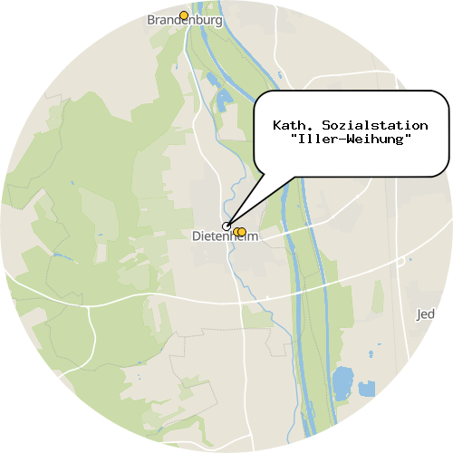 Kartenausschnitt für die Firma Kath. Sozialstation "Iller-Weihung"