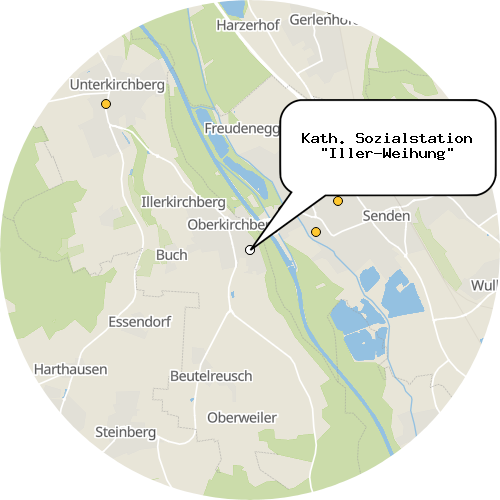 Kartenausschnitt für die Firma Kath. Sozialstation "Iller-Weihung"
