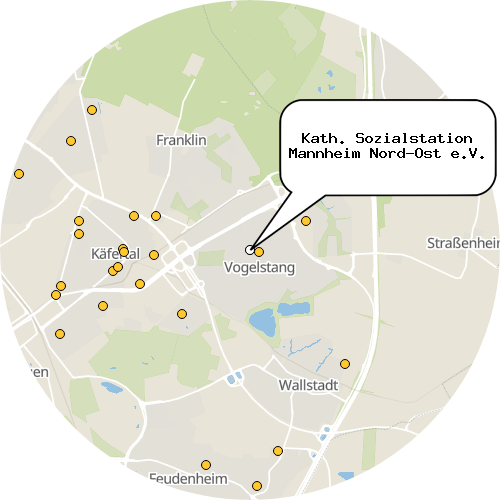 Kartenausschnitt für die Firma Kath. Sozialstation Mannheim Nord-Ost e.V.