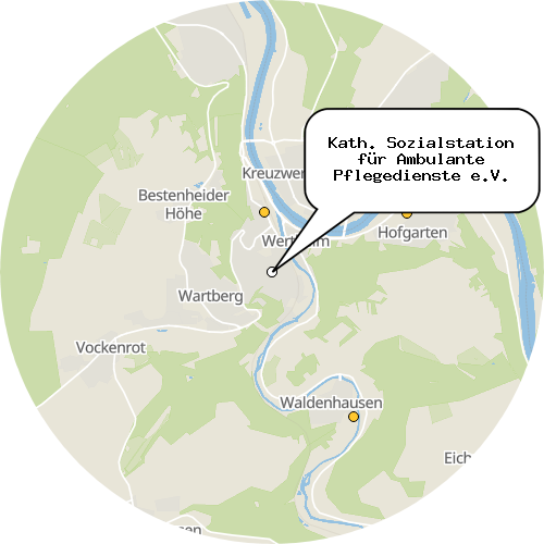 Kartenausschnitt für die Firma Kath. Sozialstation für Ambulante Pflegedienste e.V.