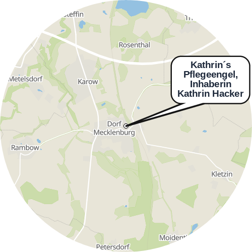 Kartenausschnitt für die Firma Kathrin´s Pflegeengel, Inhaberin Kathrin Hacker