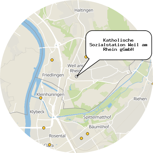 Kartenausschnitt für die Firma Katholische Sozialstation Weil am Rhein gGmbH