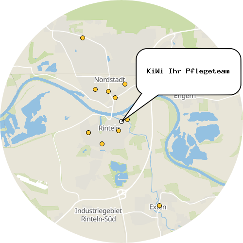 Kartenausschnitt für die Firma KiWi Ihr Pflegeteam