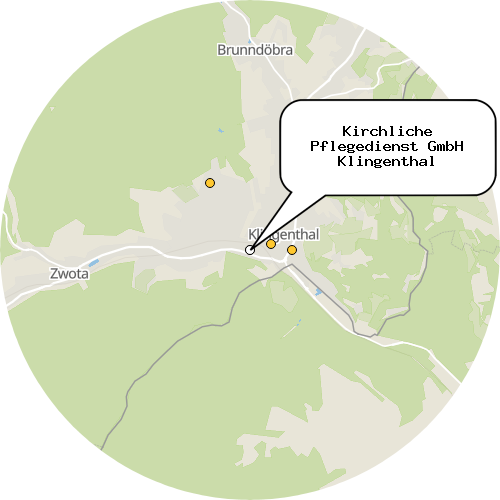 Kartenausschnitt für die Firma Kirchliche Pflegedienst GmbH Klingenthal