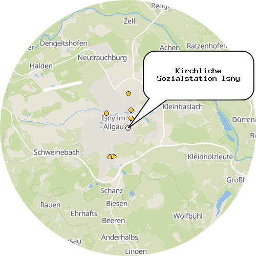 Kartenausschnitt für die Firma Kirchliche Sozialstation Isny