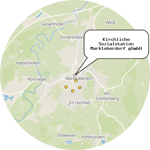 Kartenausschnitt für die Firma Kirchliche Sozialstation Marktoberdorf gGmbH