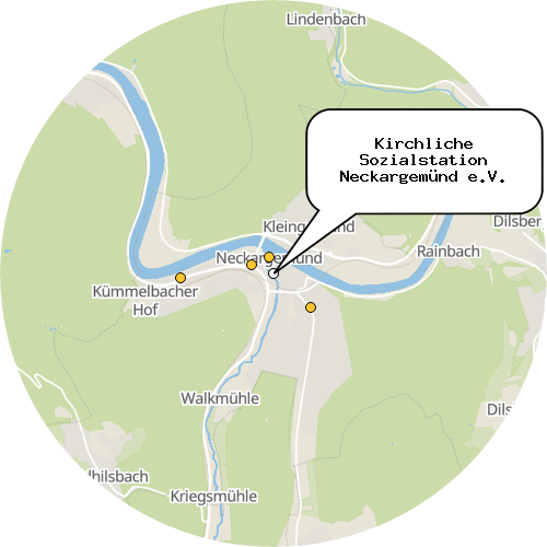 Kartenausschnitt für die Firma Kirchliche Sozialstation Neckargemünd e.V.