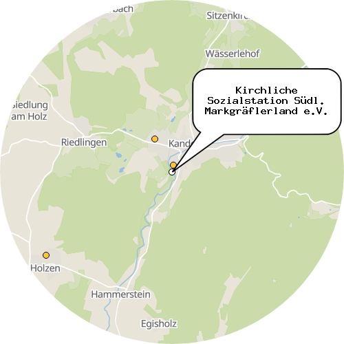 Kartenausschnitt für die Firma Kirchliche Sozialstation Südl. Markgräflerland e.V.