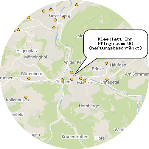 Kartenausschnitt für die Firma Kleeblatt Ihr Pflegeteam UG (haftungsbeschränkt)