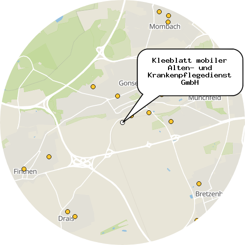 Kartenausschnitt für die Firma Kleeblatt mobiler Alten- und Krankenpflegedienst GmbH