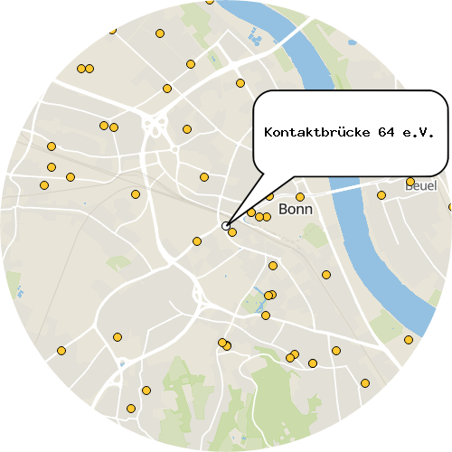 Kartenausschnitt für die Firma Kontaktbrücke 64 e.V.