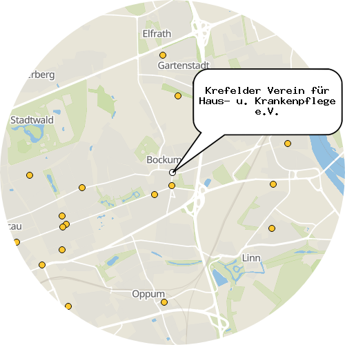 Kartenausschnitt für die Firma Krefelder Verein für Haus- u. Krankenpflege e.V.