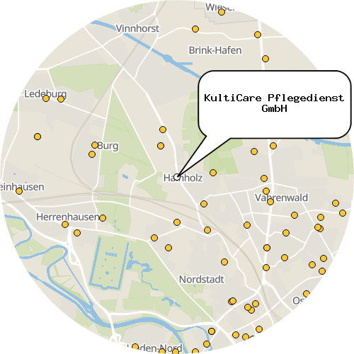 Kartenausschnitt für die Firma KultiCare Pflegedienst GmbH