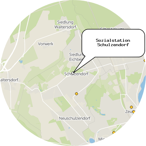 Kartenausschnitt für die Firma Sozialstation Schulzendorf