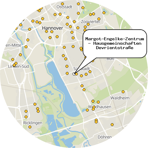 Kartenausschnitt für die Firma Margot-Engelke-Zentrum - Hausgemeinschaften Devrientstraße