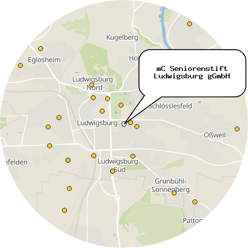 Kartenausschnitt für die Firma mC Seniorenstift Ludwigsburg gGmbH