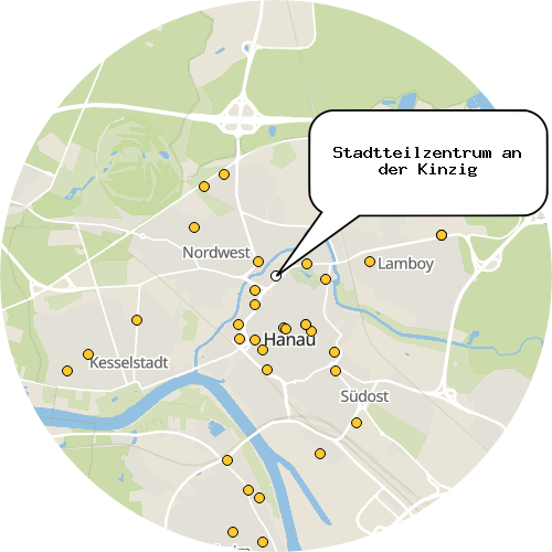 Kartenausschnitt für die Firma Stadtteilzentrum an der Kinzig