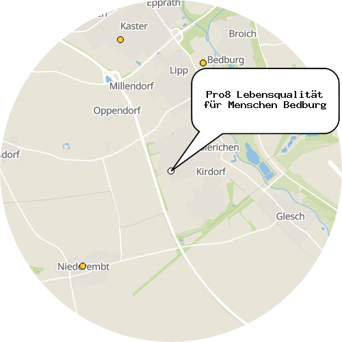 Kartenausschnitt für die Firma Pro8 Lebensqualität für Menschen Bedburg