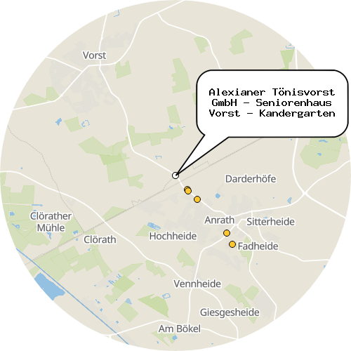 Kartenausschnitt für die Firma Alexianer Tönisvorst GmbH - Seniorenhaus Vorst - Kandergarten