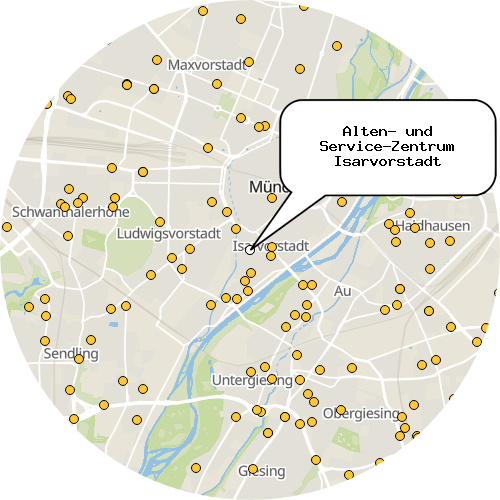 Kartenausschnitt für die Firma Alten- und Service-Zentrum Isarvorstadt