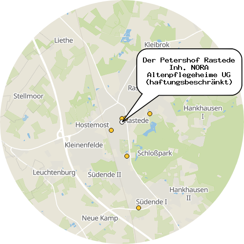 Kartenausschnitt für die Firma Der Petershof Rastede Inh. NORA Altenpflegeheime UG (haftungsbeschränkt)
