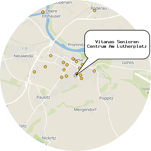 Kartenausschnitt für die Firma Vitanas Senioren Centrum Am Lutherplatz