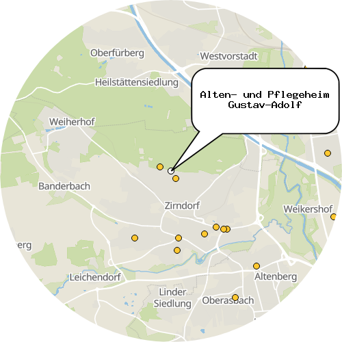 Kartenausschnitt für die Firma Alten- und Pflegeheim Gustav-Adolf