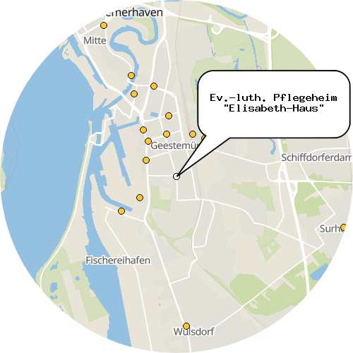 Kartenausschnitt für die Firma Ev.-luth. Pflegeheim "Elisabeth-Haus"