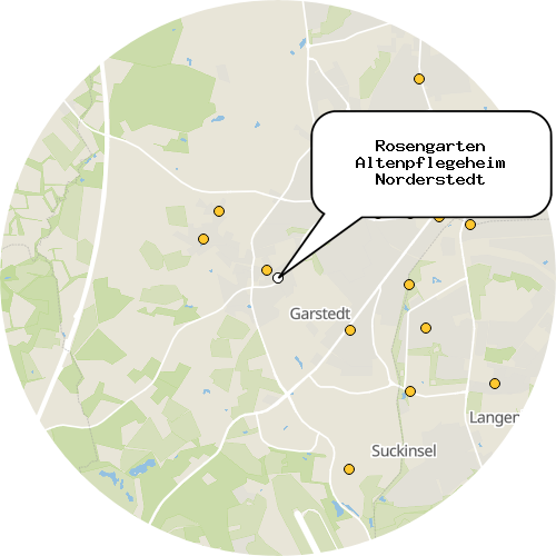 Kartenausschnitt für die Firma Rosengarten Altenpflegeheim Norderstedt