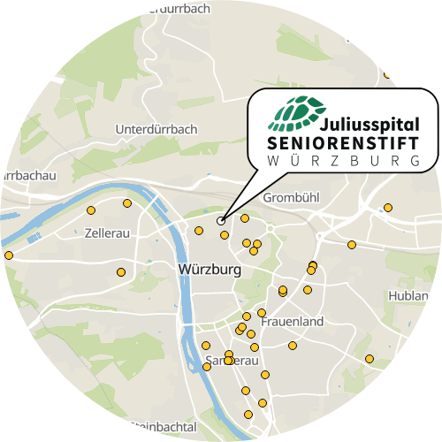 Kartenausschnitt für die Firma Juliusspital Seniorenstift Würzburg