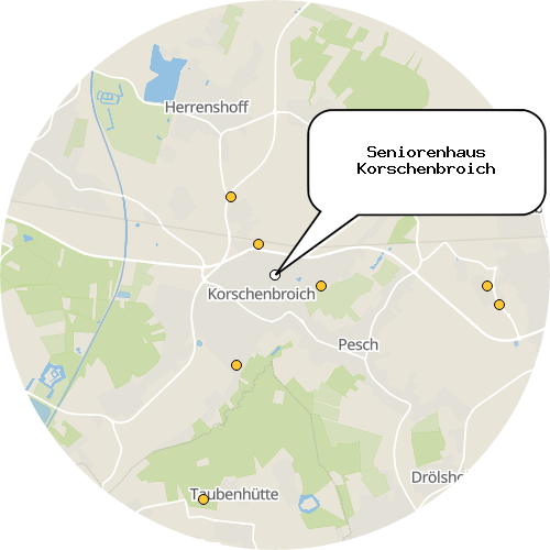 Kartenausschnitt für die Firma Seniorenhaus Korschenbroich