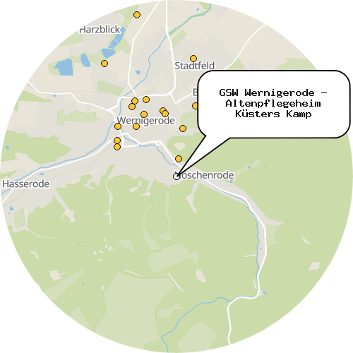 Kartenausschnitt für die Firma GSW Wernigerode - Altenpflegeheim Küsters Kamp