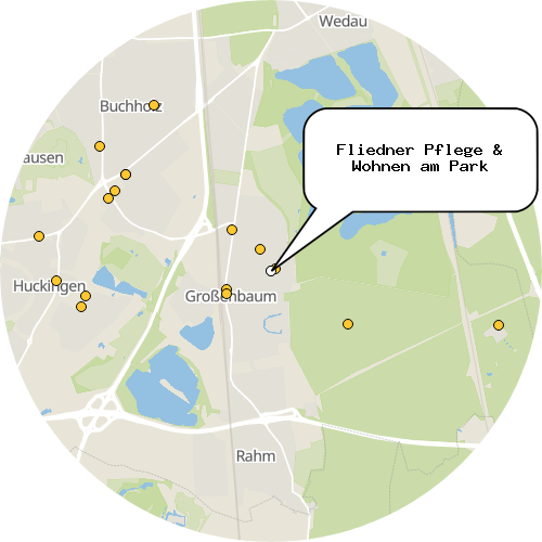 Kartenausschnitt für die Firma Fliedner Pflege & Wohnen am Park