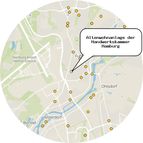 Kartenausschnitt für die Firma Altenwohnanlage der Handwerkskammer Hamburg