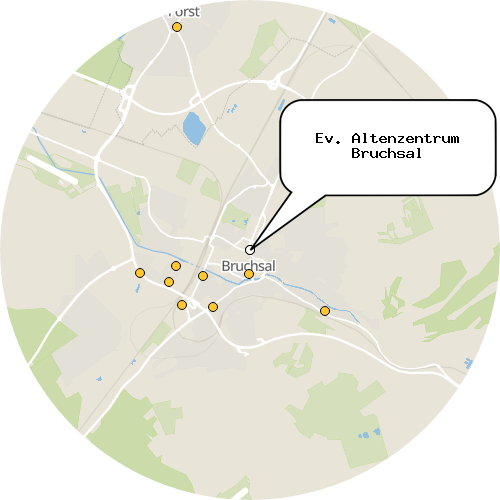 Kartenausschnitt für die Firma Ev. Altenzentrum Bruchsal
